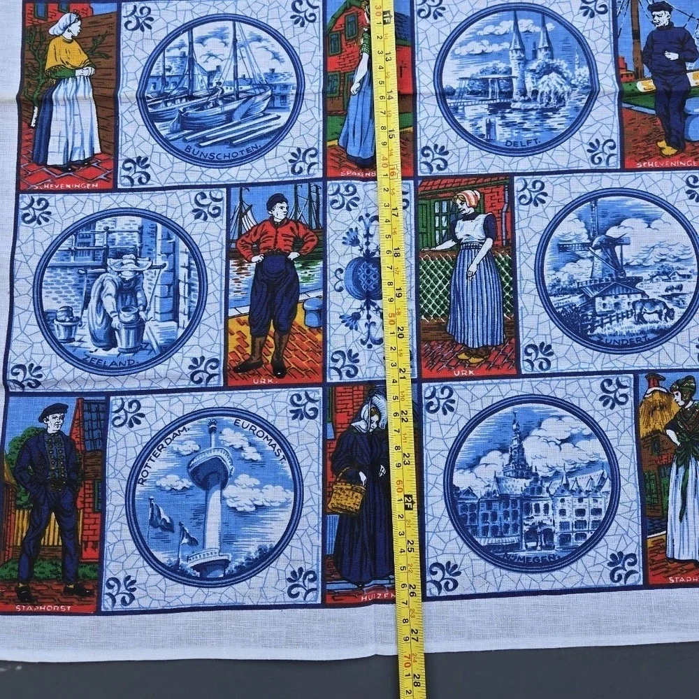 VTG Holland Souvenir Tea‎ Towel Dutch Scene Amsterdam Delft Netherlands Travel